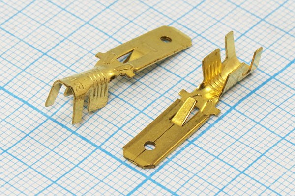 Клемма вилка, 6,3x0,8, 2,5-6мм2, латунь, защелка