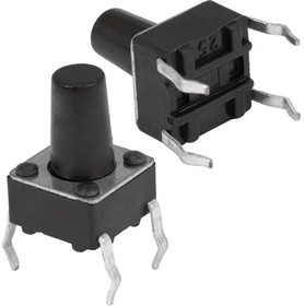 KAN0611-0901B 6x6x9 mm, Тактовая кнопка KAN0611-0901B, 6x6x9 мм, OFF-(ON), 50 мА, 12 В, 100 мОм