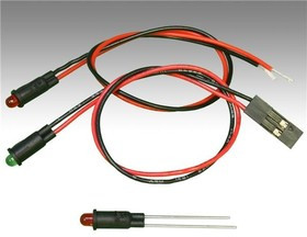 PM3HDW12, LED Panel Mount Indicators HE Red 635nm 40mcd Diff Lens Wire