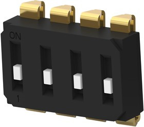 EDS04SNRSTR04Q, DIP / SIP переключатель, с углублением, 4 схем(-а), Ползунок, SMD (Поверхностный Монтаж), SPST EDS04SNRSTR04Q, DIP / SIP переключатель, с углублением, 4 схем(-а), Ползунок, SMD (Поверхностный Монтаж), SPST