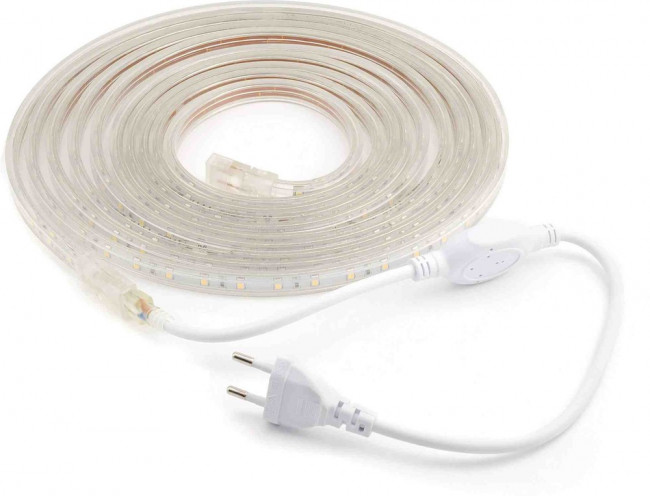 10-05, Набор светодиодной ленты, теплый белый, 220В, 4.8Вт/м, 60SMD(3528)/м, 300Лм/м, 3000К, IP44, 5м