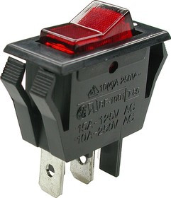 IRS-1-2B (красный), Выключатель с лампочкой ON-OFF(250В 10А) (B120C)