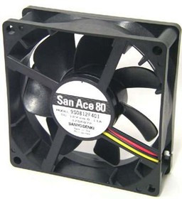 9S0924L4011, San Ace 9S Series Axial Fan, 24 V dc, DC Operation, 50m³/h, 960mW, 40mA Max, 92 x 92 x 25mm 9S0924L4011, San Ace 9S Series Axial Fan, 24 V dc, DC Operation, 50m³/h, 960mW, 40mA Max, 92 x 92 x 25mm