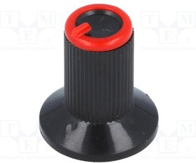 GTC6M-18X19-C, Ручка, с юбкой, пластмасса, Ось 6мм, -10x19мм, черный