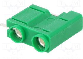 572-0400, Гнездо; "банан" 4мм; 10А; 250ВDC; зеленый; посеребренные; PCB