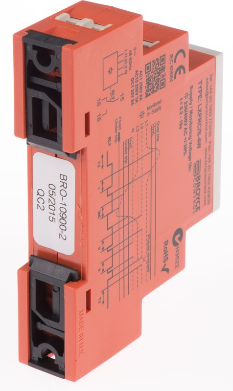 LXPRC/S-4W 230V (400V), Phase, Voltage Monitoring Relay, 3 Phase, SPDT, DIN Rail