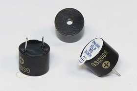 Зуммер магнитоэлектрический с генератором, размер 12x10, напряжение 9В, частота 2.3кГц, контакты 2P7