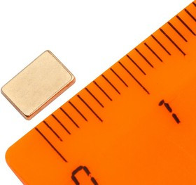 Неодимовый магнит прямоугольник 6х4х1 мм, золотой Неодимовый магнит прямоугольник 6х4х1 мм, золотой