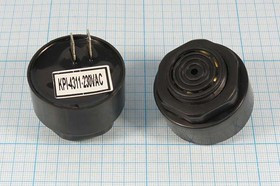 Зуммер пьезоэлектрический с генератором, размер 43x33, напряжение ~220В, частота 2.9кГц, контакты 2T