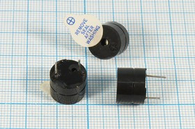 Зуммер магнитоэлектрический с генератором, размер 12x10, напряжение 1.5В, частота 2.3кГц, контакты 2