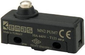 MN2PUM7, Микропереключатель 10А 250VAC с плунжером