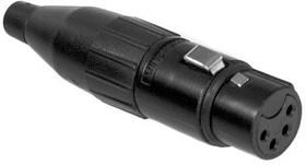 AC4FB, XLR Connectors 4 Pole XLR Female Cable Connector Machined Contacts Black Finish