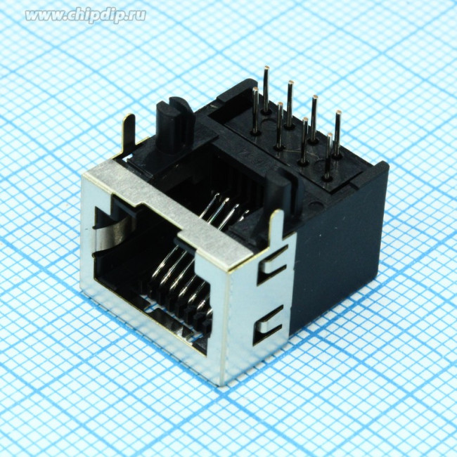 TJ8P8C (DS1125), Розетка 8P8C (RJ45) на плату угловая экранированная