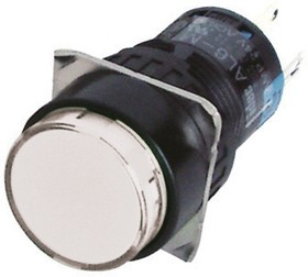 AL6M-M14P-W, Illuminated Push Button Switch, Momentary, Panel Mount, 16.2mm Cutout, SPDT, White LED, 250V, IP65