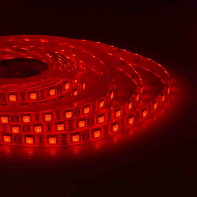 12BL (5050-60LED-IP65-RGB), Лента светодиодная, RGB, 12В, 14.4Вт/м, 60SMD(5050)/м, IP65, 10мм, цена за катушку 5м