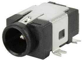 PJ-035-SMT-TR, DC Power Connectors power jack, 1.0 x 3.8 mm, horizontal, SMT, high current, 0 switches, T&amp;R package