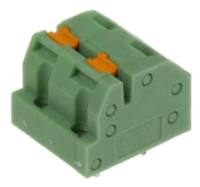 PCB terminal, 2 pole, pitch 5 mm, AWG 24-16, 16 A, spring-clamp connection, green, 1862275 PCB terminal, 2 pole, pitch 5 mm, AWG 24-16, 16 A, spring-clamp connection, green, 1862275