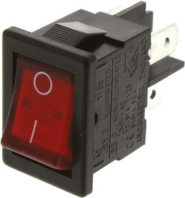 H8553VBNACB, Illuminated DPST, On-Off Rocker Switch Panel Mount
