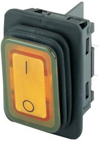 01935.3114-02, Клавишный переключатель, Вкл.-Выкл., DPST, С Подсветкой, Панель, Оранжевый, 1930