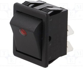 AE-C1553PTNAB, ROCKER; DPST; Pos: 2; ON-OFF; 16A/250VAC; black; neon lamp,point