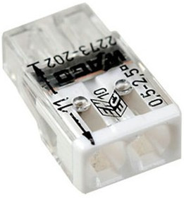 Wago 2273-202 Клемма 2-проводная (0,5-2,5 кв.мм) белая (1 шт) Wago 2273-202 Клемма 2-проводная (0,5-2,5 кв.мм) белая (1 шт)