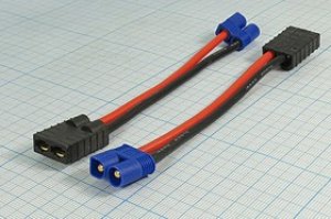 Разъем питания EC3 вилка - разъем TRX розетка , монтаж на кабель, L 100мм, TRX F TO EC3 M adapter, 2C