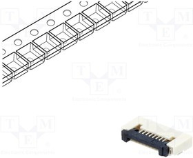 DS1020-12-8VBT1A-R, Разъем: FFC (FPC); горизонтальный; PIN: 8; ZIF; SMT; луженые; 30мОм