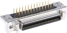 10250-5212PL, 102 Female 50 Pin Right Angle Through Hole SCSI Connector 2.54mm Pitch, Solder