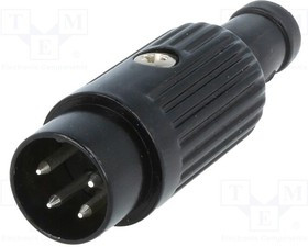 611-0400, Вилка; DIN; "папа"; PIN: 4; Конф: 216°; прямой; на провод; пайка; 34В