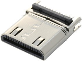 60S019P-301N-B1, Разъем HDMI, Мини, 19 контакт(-ов), Штекер, Монтаж на Печатную Плату, Пайка