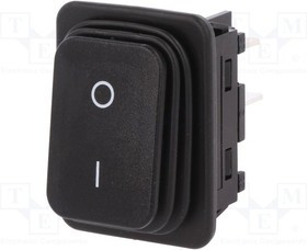 1932.3112, Rocker Switch, 20 A, DPST, 250V, ON-OFF, IP65, Black