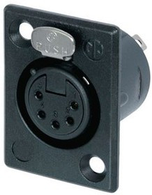 NC5FP-BAG-1, XLR Panel-mount Female Receptacle, Socket, Straight, Panel Mount, 5 Poles