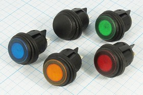 Автомобильный герметичный выключатель с жёлтой подсветкой, 12В/20А,c фиксацией; №10337Y Пкл\12\20\2xON-OFF\d20\ чер\ILжел\IP65\ 4T\R13-244B8