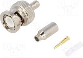 BNC-106, Вилка, BNC, "папа", прямой, 50Ом, dмакс: 2,8мм, обжим, на провод