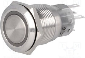 V19-11R-220R-S, Переключатель: антивандальный, Пол: 2, SPDT, 0,5A/220ВAC, 1A/24ВDC