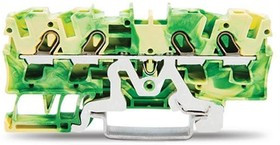 2004-1407, 4-пров. клемма с заземлением, 0,5 - 4 (6) мм2, желто-зелёная