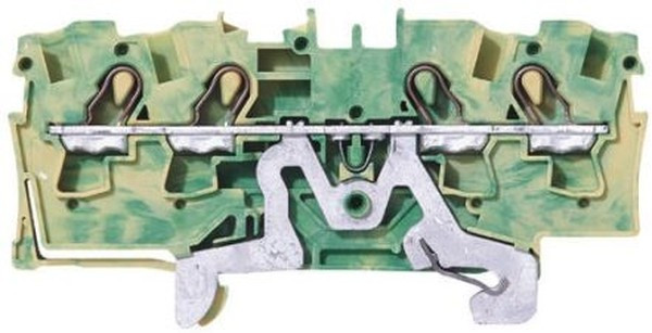 2004-1407, 4-пров. клемма с заземлением, 0,5 - 4 (6) мм2, желто-зелёная