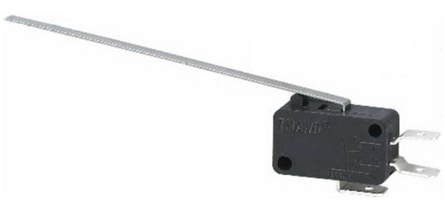 KW7-27, Микропереключатель с удлиненным рычагом , 16х10.5х28 мм, ON-(ON), 3P, 250 В, 5 А, 30 мОм, -25...+85 °C