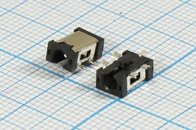 Разъем питания DC розетка, d0.6 D2.5, 5C, на плату, SMD, угловой, DC-057S