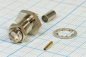 Гнездо SMA на панель под гайку, под обжим на кабель RG174 , 10014 гн SMA\RG174\пан\обж\