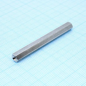 H-L5000-0600-5-03-2N, (PCHSS-50), Стойка латунная для печатной платы, шестигранная, М3, 50мм, отверстие-отверстие H-L5000-0600-5-03-2N, (PCHSS-50), Стойка латунная для печатной платы, шестигранная, М3, 50мм, отверстие-отверстие