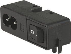 CMF1.1111.12, C8 Right Angle Panel Mount IEC Connector Male, 2.5A, 250 V