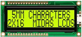 MC21605G6WR-SPTLY-V2, DISPLAY, ALPHANUMERIC, 16X2, YELLOW/GRN