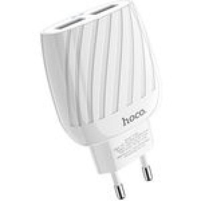 Блок питания (сетевой адаптер) HOCO C78A 2xUSB, 2.4A с кабелем micro USB (белый)