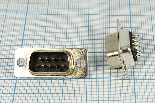 Разъем D-SUB вилка, контакты 9P, на кабель, DB-9M Разъем D-SUB вилка, контакты 9P, на кабель, DB-9M