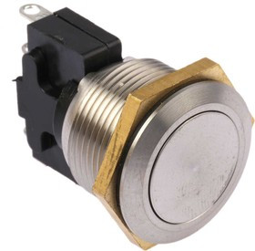 76-9510/4044, 76-95 Series Push Button Switch, Momentary, Panel Mount, 19.2mm Cutout, SPDT, 250V ac, IP67