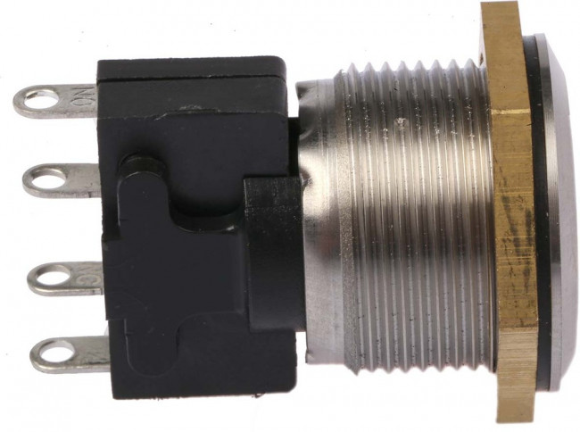 76-9510/4044, 76-95 Series Push Button Switch, Momentary, Panel Mount, 19.2mm Cutout, SPDT, 250V ac, IP67 76-9510/4044, 76-95 Series Push Button Switch, Momentary, Panel Mount, 19.2mm Cutout, SPDT, 250V ac, IP67