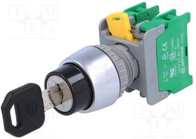 KS22-2-O, Переключатель: поворотный с ключом, Фикс.пол: 3, NO x2, 3A/230ВAC