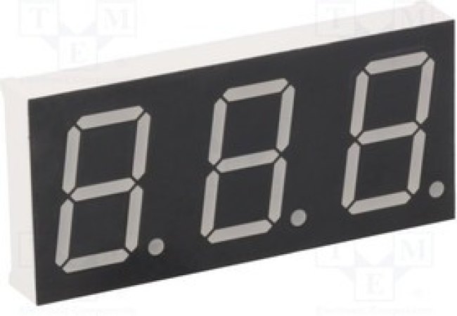 KW3-801CVB, Дисплей: LED, 7-сегментный, 20,32мм, 0,8", II.зн: 3, красный, катод
