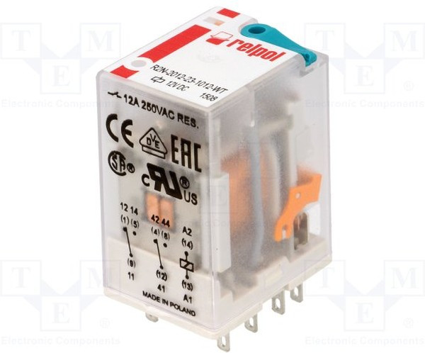 R2N2012231012WT, Реле: электромагнитное, DPDT, Uобмотки: 12ВDC, 12A/250ВAC, 24А R2N2012231012WT, Реле: электромагнитное, DPDT, Uобмотки: 12ВDC, 12A/250ВAC, 24А